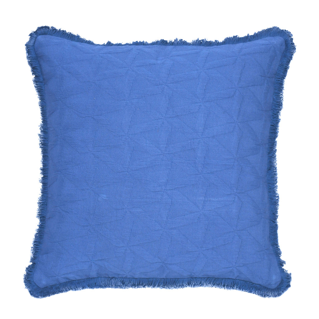 Cushion Cover with Fring - Matelasse Blue Belle