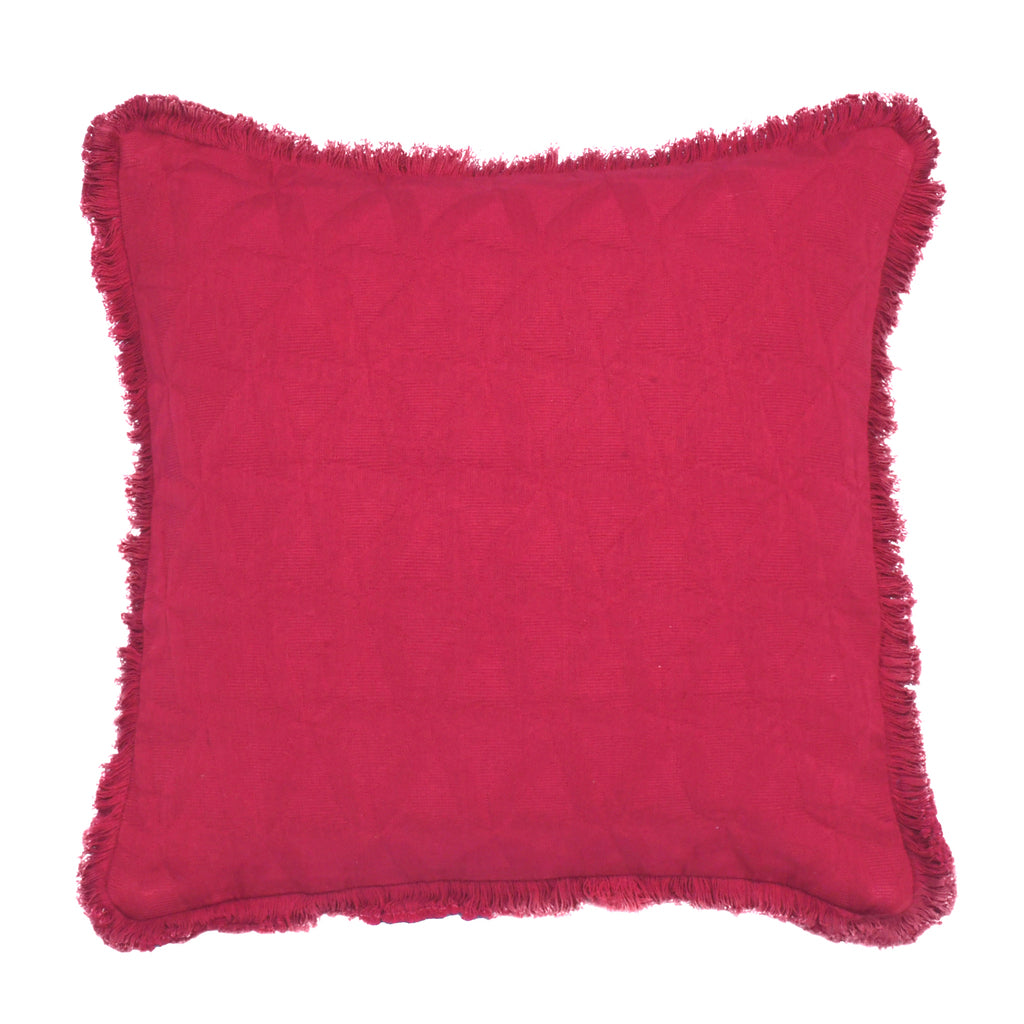 Cushion Cover with Fring - Matelasse Currtant Red