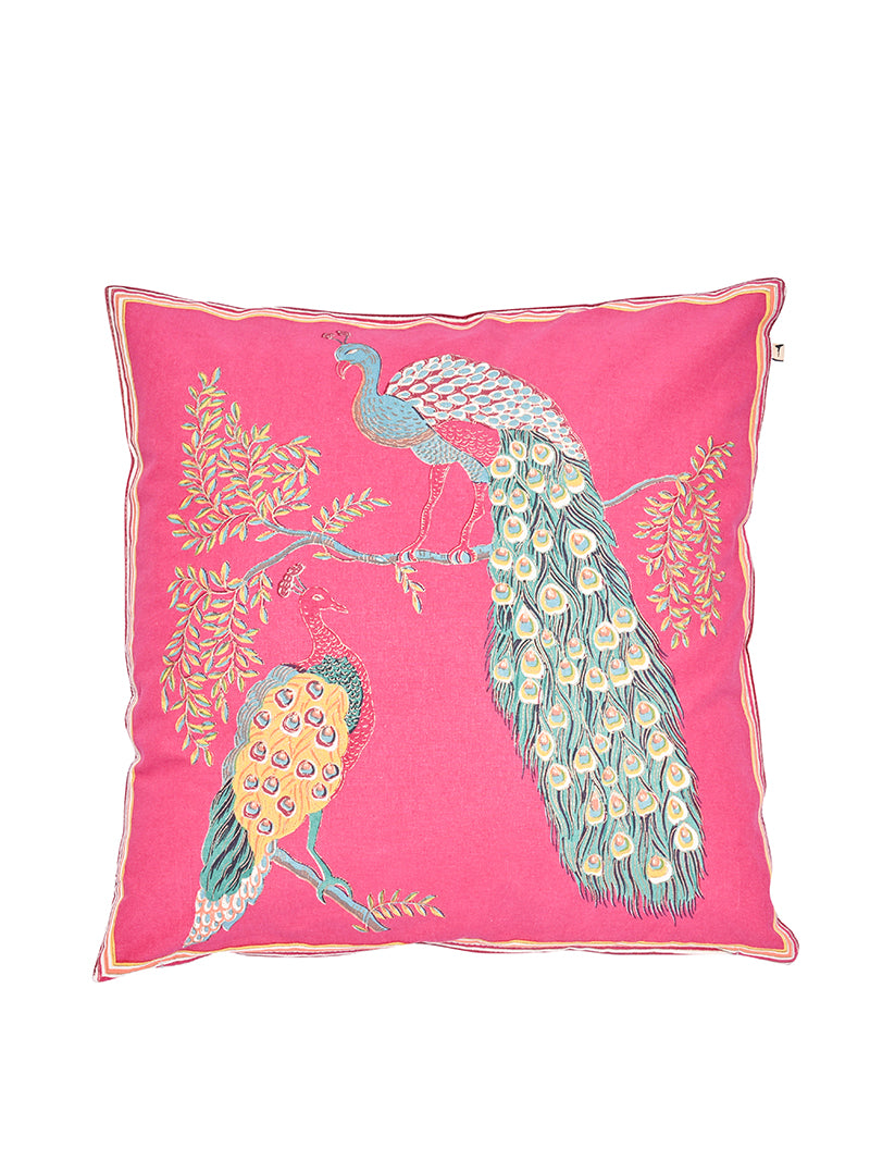 Cotton Cushion Cover - Peacock Jublient Red