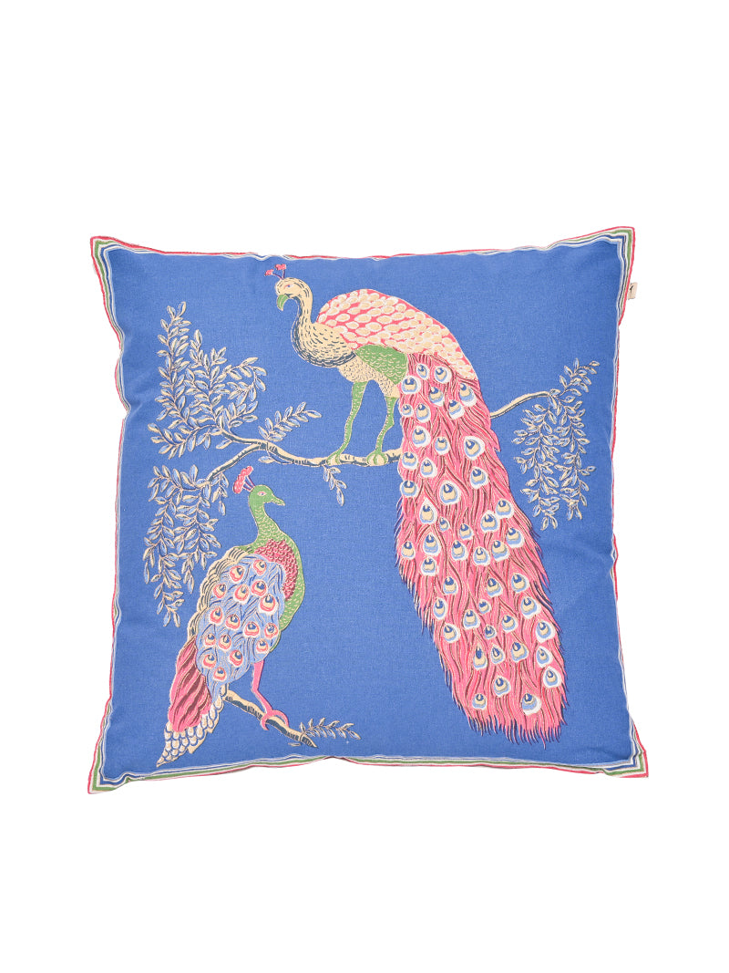 Cotton Cushion Cover - Peacock Bubbles