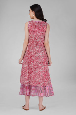 Athena Dress - Scribble Red-white