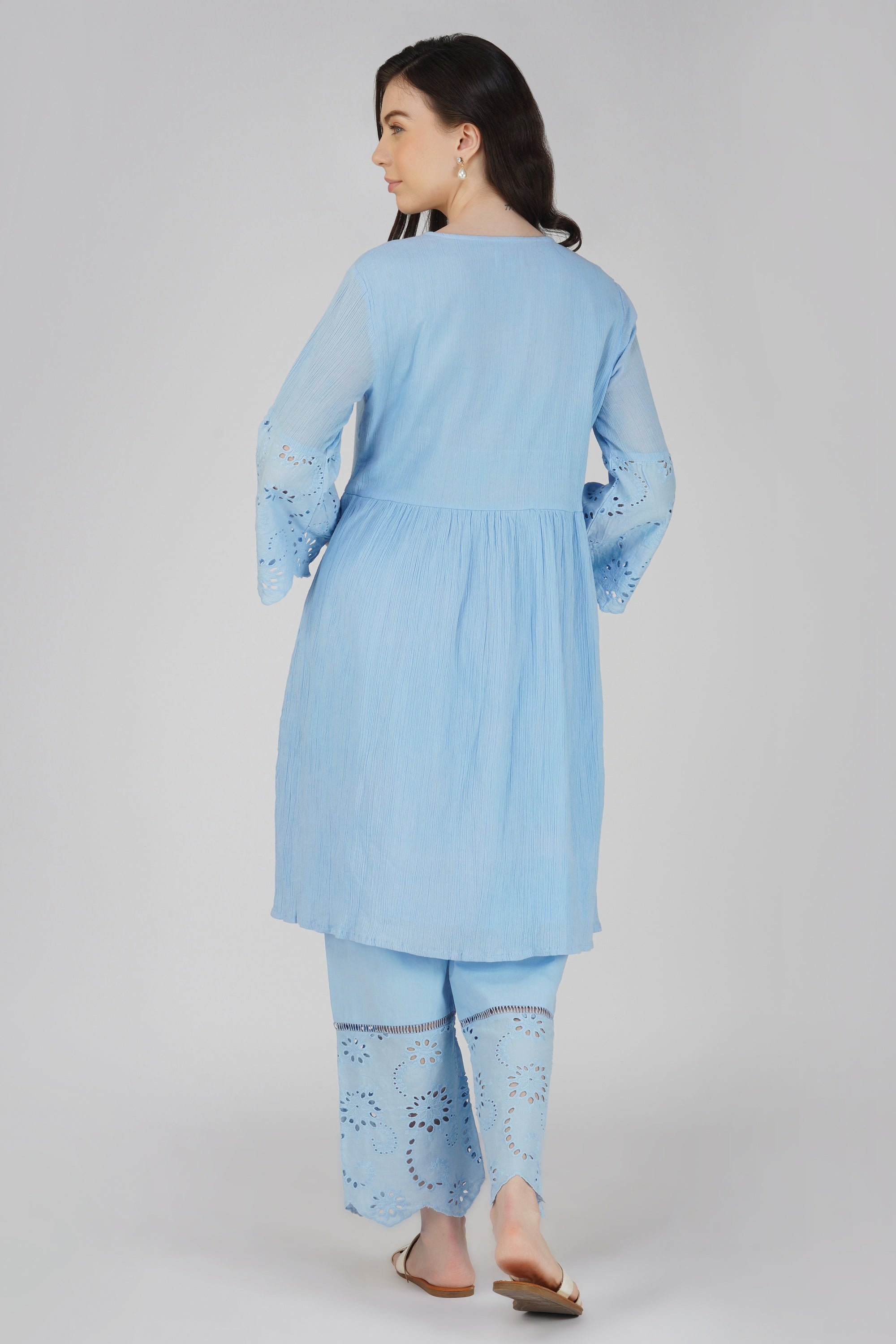 Powder Blue Sifar Modal Straight Chikankari Kurti - Thechikanlabel -  TheChikanLabel | Lucknow Chikankari Kurtis & Suits