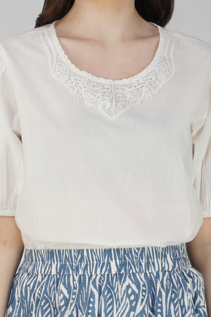 Vienna Top - Solid Colour White