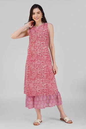 Athena Dress - Scribble Red-white