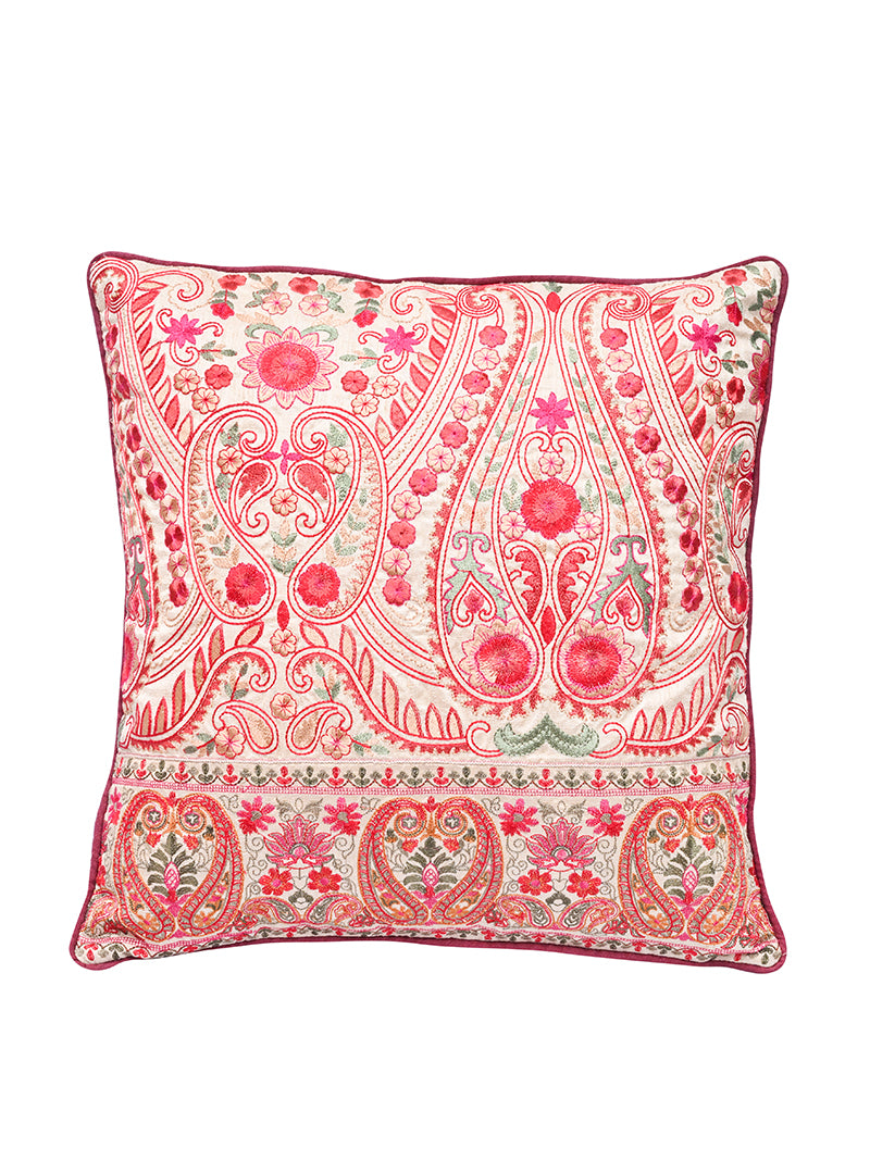 EMB Cushion Cover - Gul-e-Nargis Kirmiz