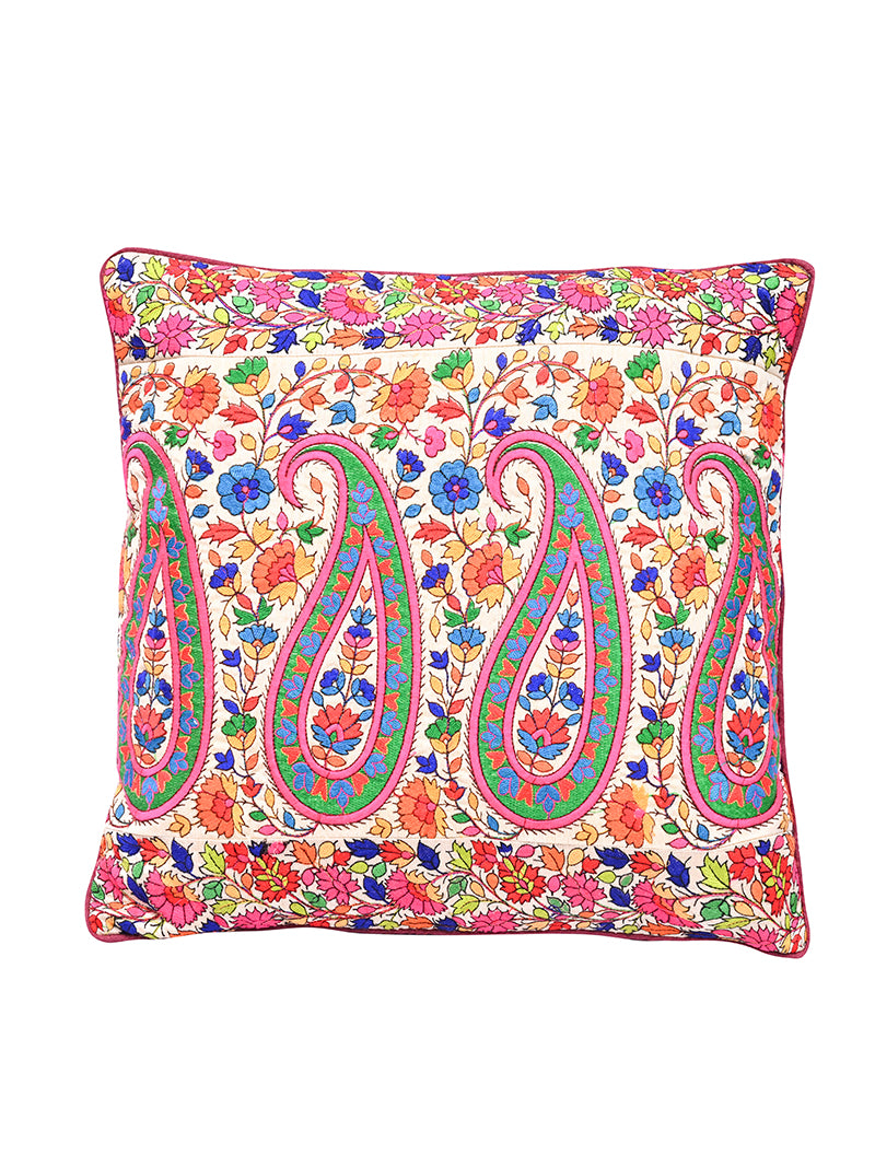 EMB Cushion Cover - Gul-e-Maryam Gulabi