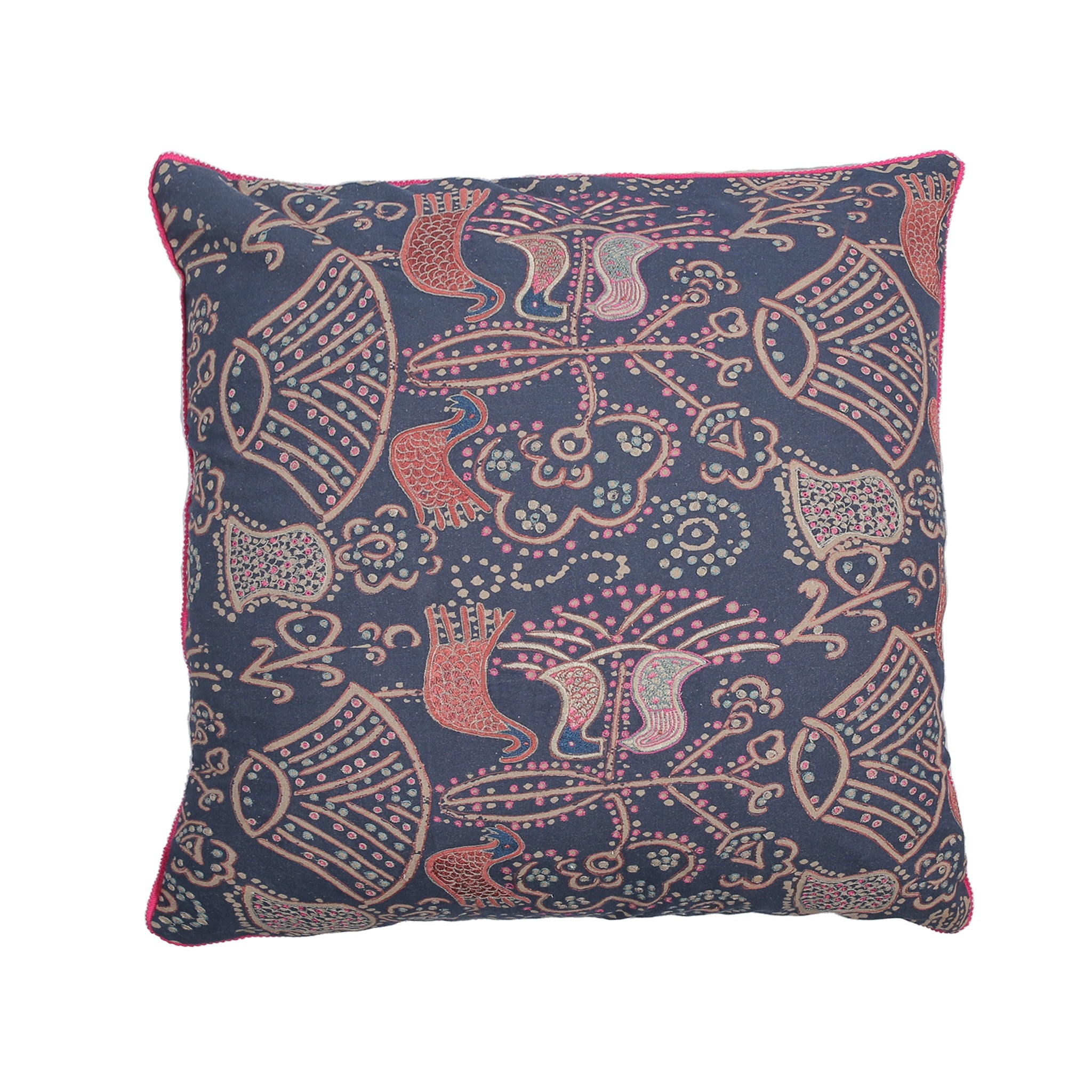 Cushion Cover with Fringe - Indigo Charm Balotra