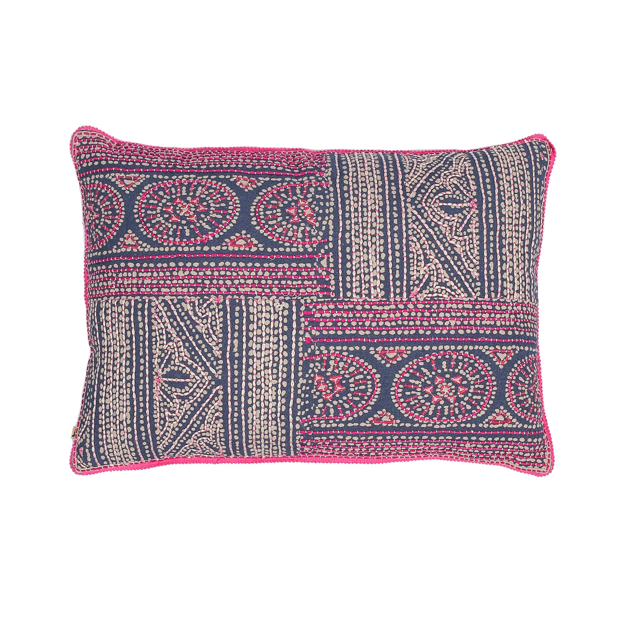 Cushion Cover with Fringe - Indigo Charm Barmeri