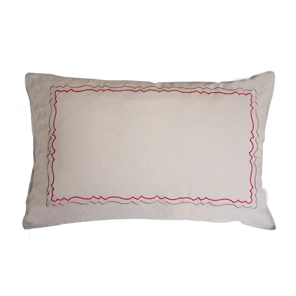 Scalloped Pillow Cover - Scalloped Red with Brown