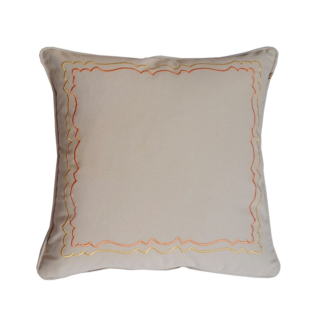 Scalloped Cushion Cover - Orange with Yellow