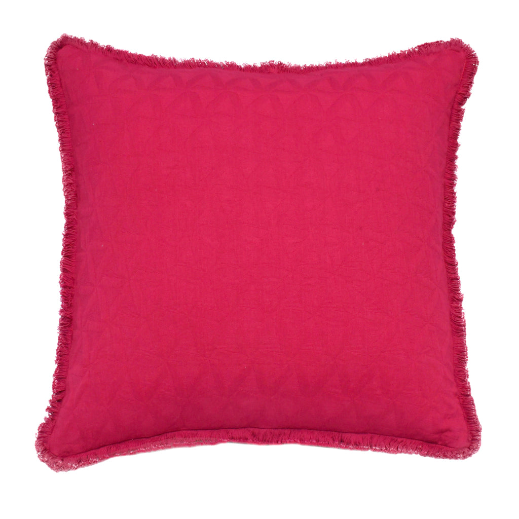Cushion Cover with Fring - Matelasse Currtant Red