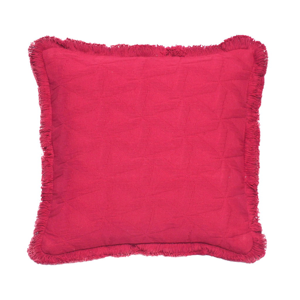 Cushion Cover with Fring - Matelasse Currtant Red