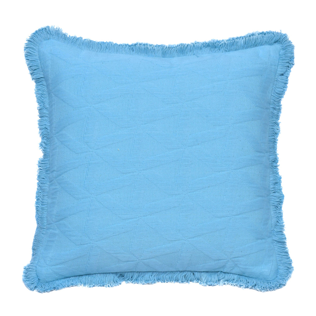 Cushion Cover with Fring - Matelasse Stunning Blue