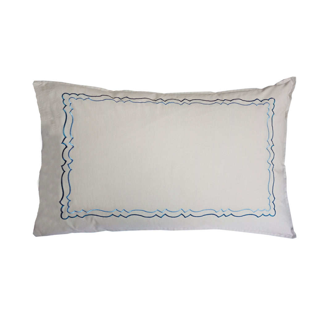 Scalloped Pillow Cover - Scalloped Light Blue with Dark Blue