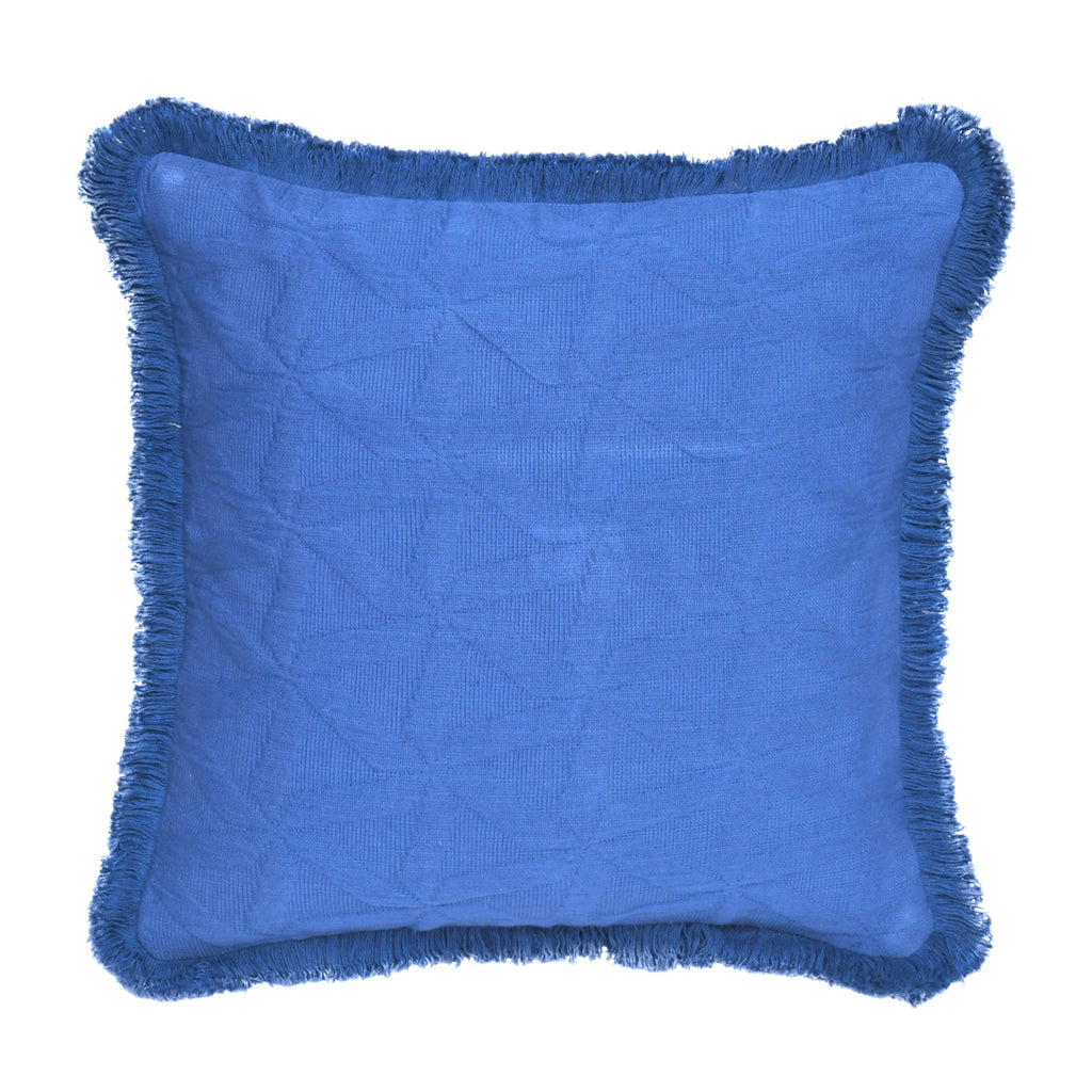 Cushion Cover with Fring - Matelasse Blue Belle