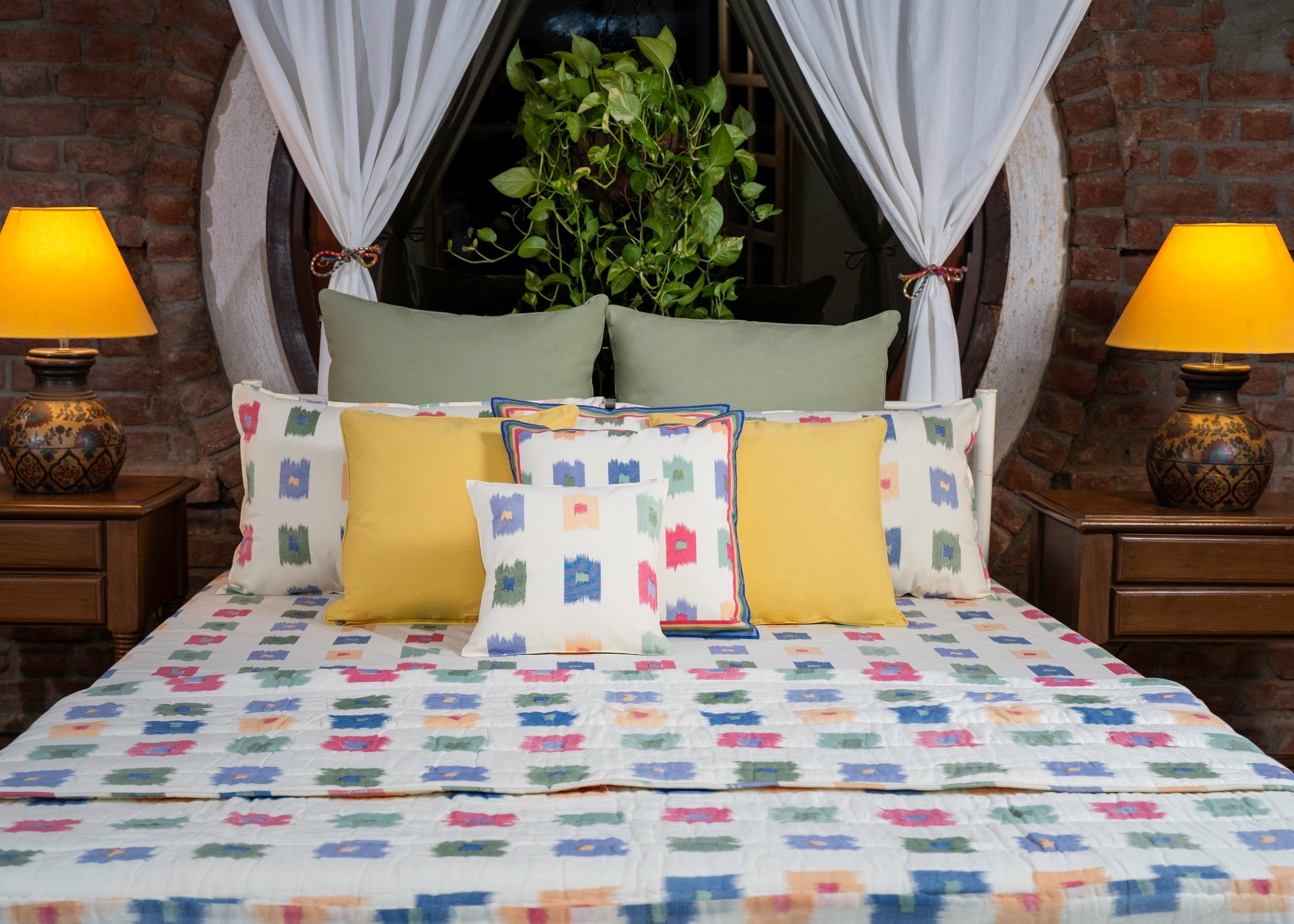 Bed Cover - Inside Square Ikat Canopy