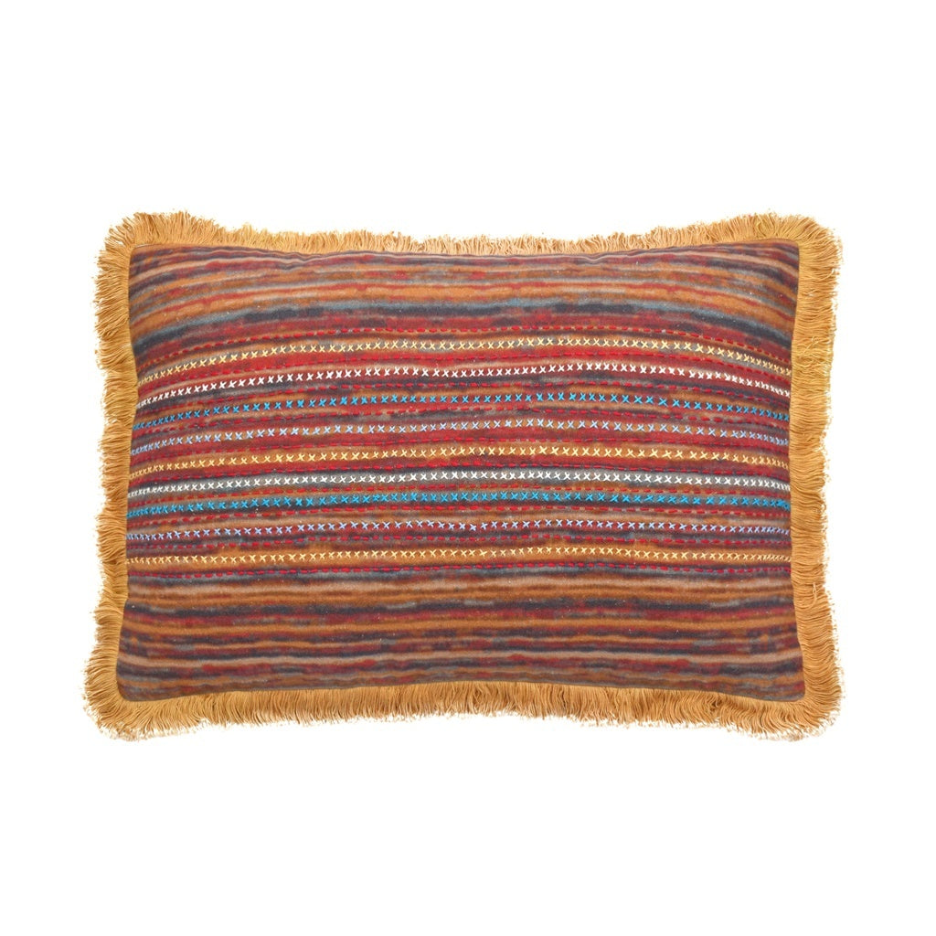 Cushion Cover with Fring - Kilim Stripes Golden Vista