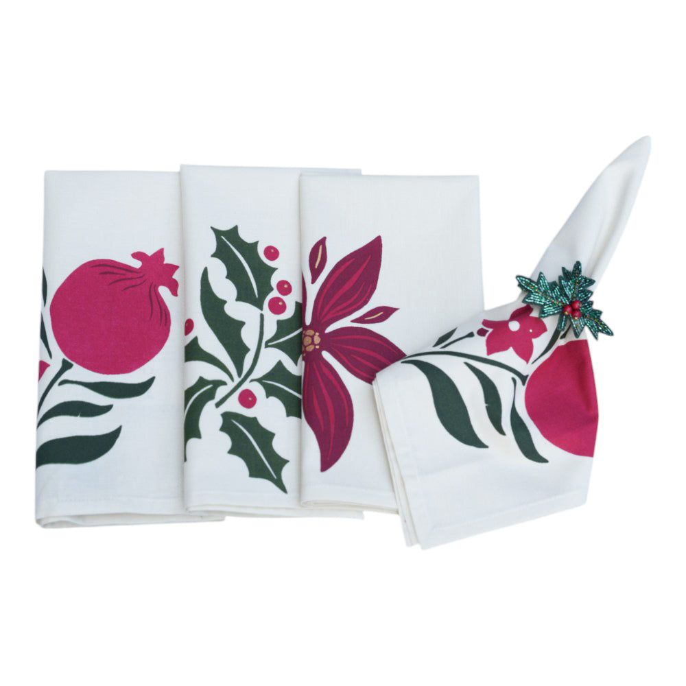 Napkin (Set Of 6) - Festive Garland Natural