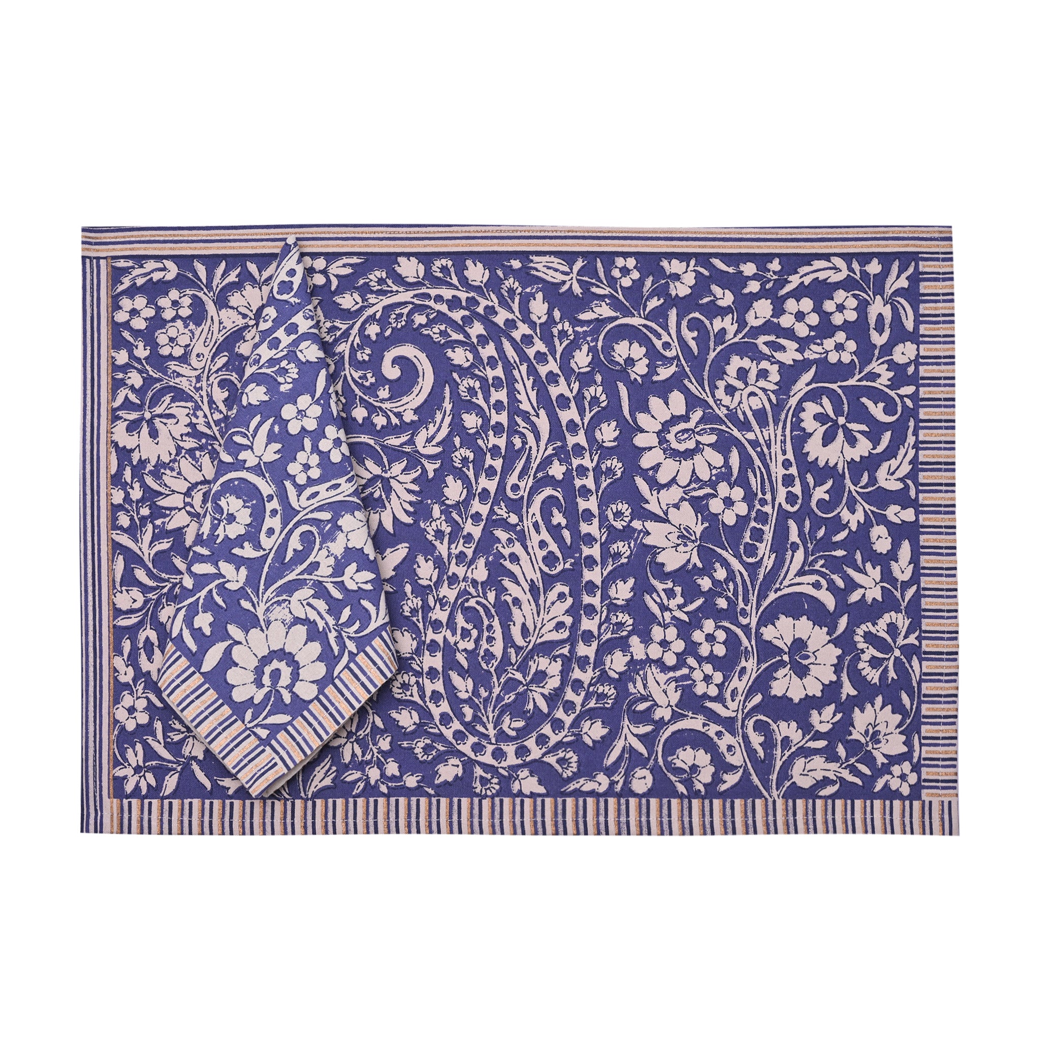 Mat And Napkin Set Of 6 (WP) - Shahtoosh Orion Blue